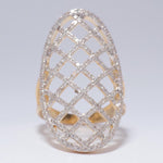 Load image into Gallery viewer, Oval Mesh Diamond Ring, 14k Solid Gold, Natural Diamonds, Full Finger Statement Ring, Cocktail Ring, Bold Evening Jewelry, Gift for Her