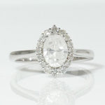 Load image into Gallery viewer, Halo Oval Solitaire Natural Diamond Ring: 14k Solid Gold Engagement Promise Ring, Certified Jewelry