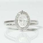 Load image into Gallery viewer, Halo Oval Solitaire Natural Diamond Ring: 14k Solid Gold Engagement Promise Ring, Certified Jewelry