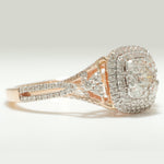 Load image into Gallery viewer, Cushion Cluster Diamond Ring, 14k Solid Gold, Illusion Setting, Natural Diamonds, Double Halo Engagement Ring, Statement Ring, Gift for Her