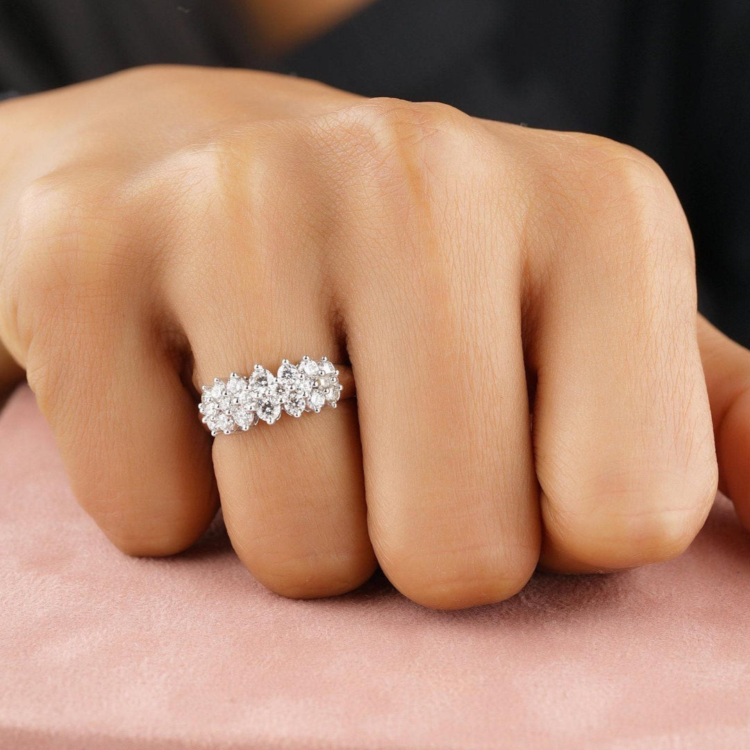 Cluster Diamond Band, 14k Solid Gold, Natural Diamonds, Illusion Setting, Wedding Jewelry, Statement Ring, Cocktail Band, Gift for Her