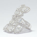 Load image into Gallery viewer, Marquise Diamond Leaf Ring, 14k Solid Gold, Natural Diamonds, Halo Cocktail Ring, Fancy Statement Jewelry, Wrap Around Ring, Gift for her