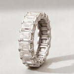 Load image into Gallery viewer, Emerald Cut Diamond Eternity Band, 14k Solid Gold, Natural Diamonds, Half Eternity Promise Ring, Wedding Band, Stackable Ring, Gift For Her