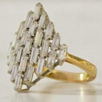 Load image into Gallery viewer, Baguette Diamond Ring, Natural Diamonds, 14K Solid Gold, Engagement Ring, Cluster Illusion Set Ring, Statement Cocktail Ring, Gift For Her