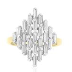 Load image into Gallery viewer, Baguette Diamond Ring, Natural Diamonds, 14K Solid Gold, Engagement Ring, Cluster Illusion Set Ring, Statement Cocktail Ring, Gift For Her