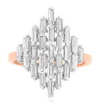 Load image into Gallery viewer, Baguette Diamond Ring, Natural Diamonds, 14K Solid Gold, Engagement Ring, Cluster Illusion Set Ring, Statement Cocktail Ring, Gift For Her