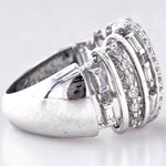 Load image into Gallery viewer, Dome Band Diamond Ring, 14k Solid Gold Ring, Baguette and Round Natural Diamonds, Half Eternity Band, Wide Cocktail Ring, Gift For Her