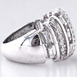 Load image into Gallery viewer, Dome Band Diamond Ring, 14k Solid Gold Ring, Baguette and Round Natural Diamonds, Half Eternity Band, Wide Cocktail Ring, Gift For Her