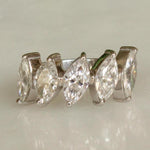 Load image into Gallery viewer, 14k Gold Marquise Natural Diamond Ring: Half Eternity Engagement Stack Band, Certified Jewelry