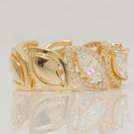 Load image into Gallery viewer, Marquise Leaves Diamond Band Ring, 14k Solid Gold, Natural Diamonds, Engagement Stack, Half Eternity Band, Halo Cocktail Ring, Gift For Her