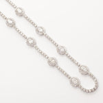 Load image into Gallery viewer, Oval Link Halo Diamond Necklace, 14k Solid Gold, Natural Diamond, Circle Station Chain Jewelry, Statement Necklace, Bridal Wedding Necklace