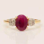 Load image into Gallery viewer, Oval Ruby Natural Diamond Ring: 14k Solid Gold Gemstone Bridal Jewellery, IGI Certified, Ready To Ship