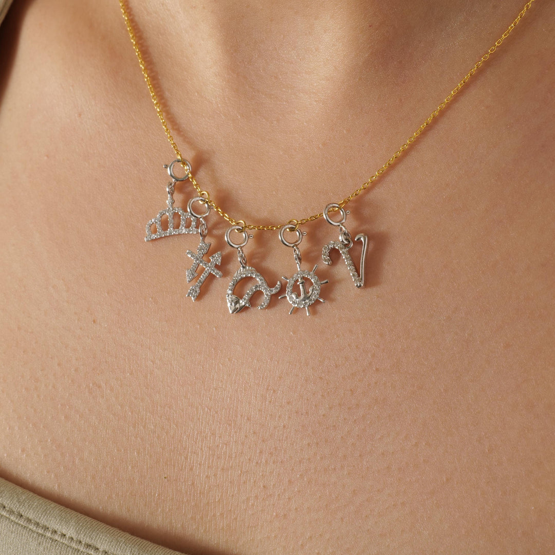 Crown Diamond Charm, 14k Solid Gold, Natural Diamonds, Queen Layering Necklace, Minimal King Everyday Pendant, Ready To Ship