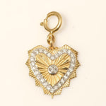 Load image into Gallery viewer, Heartburst Medallion Diamond Charm, 14k Solid Gold, Natural Diamonds, Dual Tone Layering Necklace, Everyday Pendant, Ready To Ship