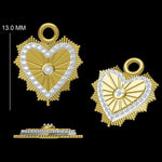Load image into Gallery viewer, Heartburst Medallion Diamond Charm, 14k Solid Gold, Natural Diamonds, Dual Tone Layering Necklace, Everyday Pendant, Ready To Ship