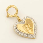 Load image into Gallery viewer, Embossed Initial Heart Charm, 14k Solid Gold, Natural Diamonds, Everyday Layering Pendant, Personalised Letter Necklace, Ready To Ship