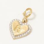 Load image into Gallery viewer, Embossed Initial Heart Charm, 14k Solid Gold, Natural Diamonds, Everyday Layering Pendant, Personalised Letter Necklace, Ready To Ship