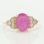 Load image into Gallery viewer, Oval Ruby Natural Diamond Cluster Ring: 14k Solid Gold Gemstone Bridal Ring, HRD Certified, Ready To Ship