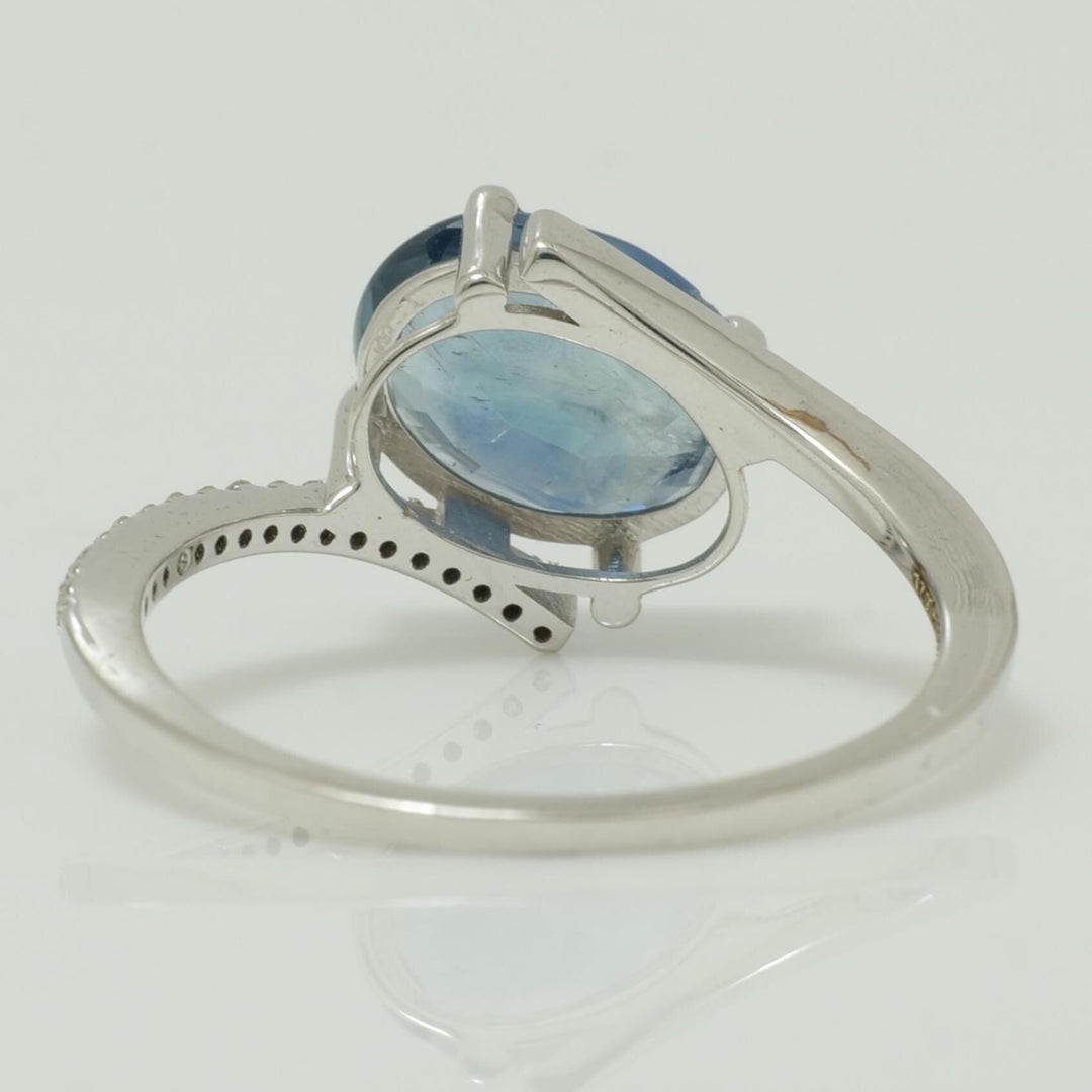 Blue Sapphire Oval Diamond Ring, 14k Solid Gold, Natural Diamonds, Gemstone Statement Jewelry,  Ready To Ship, Certified Jewelry