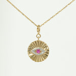 Load image into Gallery viewer, Evil Eye Medallion Diamond Charm Pendant, 14k Solid Gold, Natural Diamonds, Gemstone Layering Necklace, Ready To Ship, Certified Jewelry