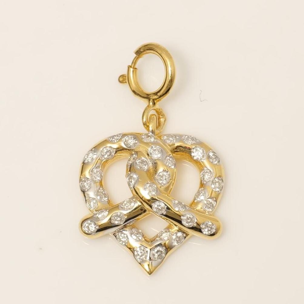 Pretzel Heart Diamond Charm, 14k Solid Gold, Natural Diamond, Everyday Layering Jewelry, Minimal Necklace, Ready To Ship, Certified Jewelry