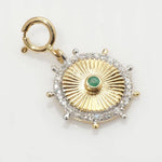 Load image into Gallery viewer, Sunburst Medallion Charm, 14k Solid Gold, Natural Diamond, Layering Pendant, Dual Tone Gemstone Necklace, Ready To Ship, Certified Jewelry