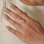 Load image into Gallery viewer, Marquise Trio Diamond Ring, 14k Solid Gold, Natural Diamonds, Cocktail Band Ring, Statement Jewelry, Bypass Band Ring, Certified Jewelry