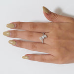 Load image into Gallery viewer, Marquise Trio Diamond Ring, 14k Solid Gold, Natural Diamonds, Cocktail Band Ring, Statement Jewelry, Bypass Band Ring, Certified Jewelry