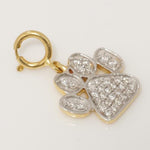 Load image into Gallery viewer, Paw Print Diamond Charm, 14k Solid Gold, Natural Diamonds, Everyday Layering Pendant, Dual Tone Necklace, Ready To Ship, Certified Jewelry