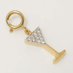 Load image into Gallery viewer, Martini Glass Diamond Charm, 14k Solid Gold, Natural Diamonds, Summer Staking Pendant, Dual Tone Necklace, Ready To Ship, Certified Jewelry