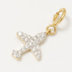 Load image into Gallery viewer, Airplane Diamond Charm, 14k Solid Gold, Natural Diamonds, Traveler Layering Pendant, Dual Tone Necklace, Ready To Ship, Certified Jewelry