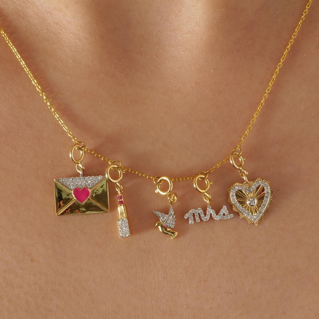 Mrs Script Diamond Charm Pendant, 14k Solid Gold, Natural Diamond, Personalized Layering Minimal Necklace, Ready To Ship, Certified Jewelry