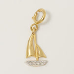 Load image into Gallery viewer, Sailboat Diamond Charm, 14k Solid Gold, Natural Diamonds, Nautical Stacking Pendant, Minimalistic Necklace, Ready To Ship, Certified Jewelry