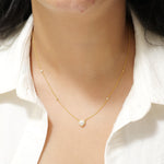 Load image into Gallery viewer, Heart Diamond Necklace, 14k Solid Gold, Natural Diamonds, Everyday Layering Station Chain, Halo Bridesmaids Pendant, Certified Jewelry