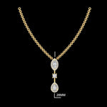 Load image into Gallery viewer, Three Stone Halo Diamond Necklace, 14k Solid Gold, Fancy Natural Diamonds, Layering Bridal Jewelry, Statement Necklace, Certified Jewelry