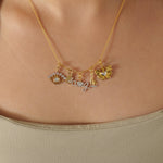 Load image into Gallery viewer, Butterfly Heart Diamond Charm, 14k Solid Gold, Natural Diamonds, Everyday Minimalistic Pendant, Dual Tone Layering Necklace, Ready To Ship