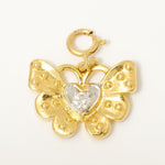 Load image into Gallery viewer, Butterfly Heart Diamond Charm, 14k Solid Gold, Natural Diamonds, Everyday Minimalistic Pendant, Dual Tone Layering Necklace, Ready To Ship