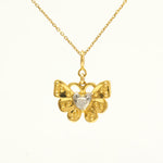 Load image into Gallery viewer, Butterfly Heart Diamond Charm, 14k Solid Gold, Natural Diamonds, Everyday Minimalistic Pendant, Dual Tone Layering Necklace, Ready To Ship