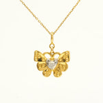 Load image into Gallery viewer, Butterfly Heart Diamond Charm, 14k Solid Gold, Natural Diamonds, Everyday Minimalistic Pendant, Dual Tone Layering Necklace, Ready To Ship