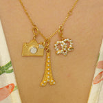 Load image into Gallery viewer, Eiffel Tower Charm Pendant, 14k Solid Gold, Natural Diamonds, Everyday Layering Necklace, Paris Necklace, French Jewelry, Ready To Ship