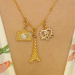 Load image into Gallery viewer, Eiffel Tower Charm Pendant, 14k Solid Gold, Natural Diamonds, Everyday Layering Necklace, Paris Necklace, French Jewelry, Ready To Ship