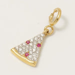 Load image into Gallery viewer, Pizza Slice Ruby Diamond Charm, 14k Solid Gold, Natural Diamonds, Food Layering pendant, Everyday Necklace, Ready To Ship, Certified Jewelry