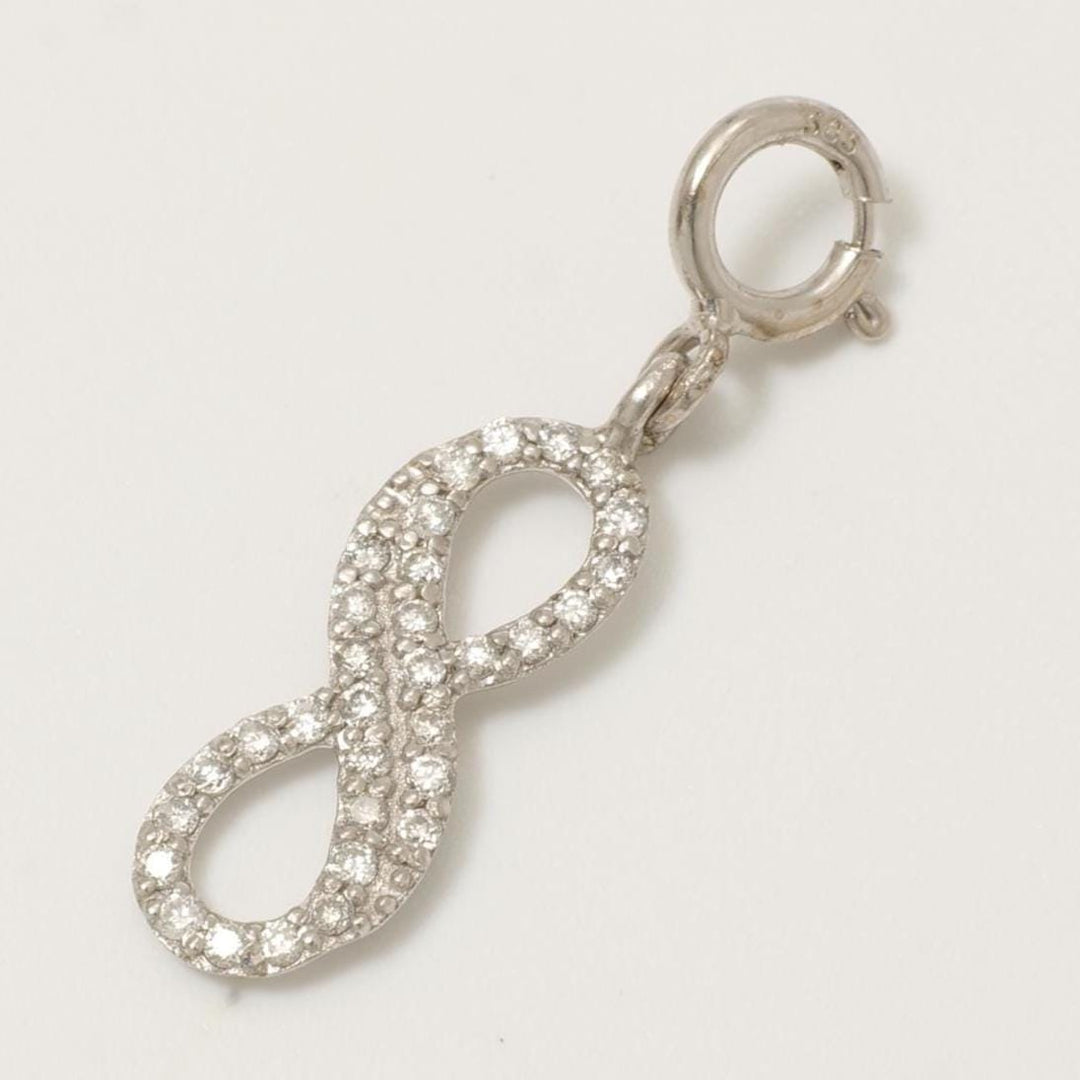 Infinity Diamond Charm, 14k Solid Gold, Natural Diamonds, Everyday Stacking Necklace, Geometric Minimal Loop Pendant, Ready To Ship