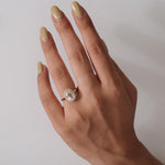 Load image into Gallery viewer, White Sapphire Oval Halo Diamond Ring, 14k Solid Gold, Natural Diamond, Cocktail Gemstone Statement Jewelry, Ready To Ship, HRD Certified