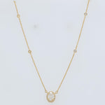 Load image into Gallery viewer, Oval Halo Diamond Necklace, 14k Solid Gold, Natural Diamonds, Layering Minimal Jewelry, Everyday Pendant Necklace, Certified Jewelry