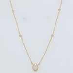 Load image into Gallery viewer, Oval Halo Diamond Necklace, 14k Solid Gold, Natural Diamonds, Layering Minimal Jewelry, Everyday Pendant Necklace, Certified Jewelry