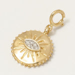 Load image into Gallery viewer, Evil Eye Sunburst Diamond Charm, 14k Solid Gold, Natural Diamonds, Layering Pendant Necklace, Everyday Stacking Jewelry, Ready To Ship