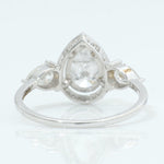 Load image into Gallery viewer, Pear Solitaire Halo Diamond Ring, 14k Solid Gold, Natural Diamonds, Teardrop Three Stone Ring, Statement Engagement Ring, Certified Jewelry