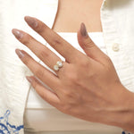 Load image into Gallery viewer, Twin Oval Halo Diamond Ring, 14k Solid Gold, Natural Diamonds, Statement Ring, Bridal Wedding Ring, Cocktail Ring, Certified Jewelry