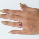 Load image into Gallery viewer, Oval Ruby Natural Diamond Cluster Ring: 14k Solid Gold Gemstone Bridal Ring, HRD Certified, Ready To Ship